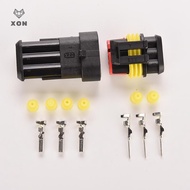 [XON] 5 Kits Car 3 Pin Way Sealed Waterproof Electrical Wire Auto Connector Plug Set [Mina]