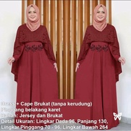 Maxi Dress Lengan Panjang Plus Cape Brukat ( Tanpa Kerudung ) MFT131 / Gamis Syari / Gaun Pesta Muslimah / Baju Muslim Wanita Syar'i / Kebaya Modern Brokat / Pakaian Hijab / Srkeizza