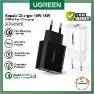 HP UGREEN 5V 3A 18W USB-A PORT CHARGER HEAD STANDARD ANDROID IPHONE GADGET CHARGER OFFICIAL 1 YEAR W