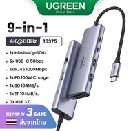 【HUB】UGREEN 9-in-1 USB C Hub 4K 60Hz HDMI RJ45 SD TF with PD Model:15375