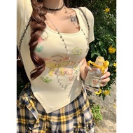 M-4XL Large Size T-Shirt+Short Skirt Girls Fun Skirt Sheep Baa Baa Printed Short-Sleeved Slim-Fit Kn