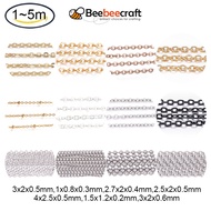 BeeBeecraft 1-5m 304/316 Stainless Steel Metal Cable Chains Curb Chain Ball Beaded Chain Soldered for Necklace Jewellery Making DIY Findings