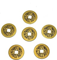 6pcs/Set Brass Chinese Feng Shui I Ching Divination Coins for Success Dia 1.1“ W Fengshuisale Bag Y-