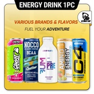 Energy drink Various Brands and Flavors, Ready to Drink, Caffeine & Zero Sugar, Pre workout, 1pc