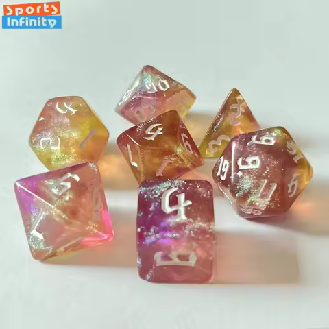 7 Pcs Polyhedral Dice Digital Game Acrylic Dices D20 D12 D10x2 D8 D6 D4 for Table Game Party Enterta