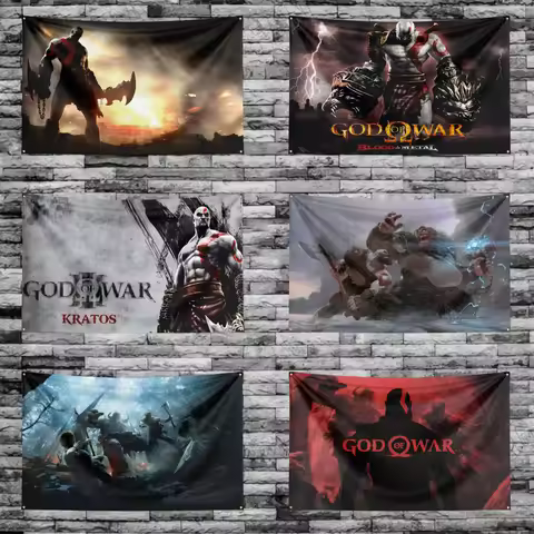 90X150CM Game G-God O-Of W-War Flag Polyester Digital Printed Game Tapestry Curtain For Decor
