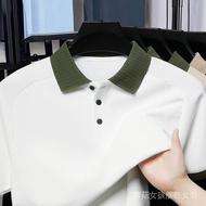 Taiwan Shipping Summer Ice Silk polo Shirt Men Short-Sleeved Casual Versatile Lapel T-Shirt Color Ma