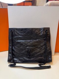 圣罗兰 ysl 黑色油蜡皮 so black Niki shopping bag 托特包 tote 33cm