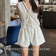 Evelyn set by Kalea Attire | Women's linen suit | Women's Beach Suit | Short pants and Drawstring ve