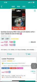 SanDisk Extreme PRO V30 U3 C10 SDXC UHS-1 Card 128GB [R:200 W:90]
