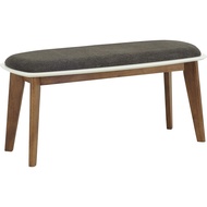 Arthur Dining Bench / Hall Bench / Wood + Cushion Bench (Natural / Brown Solid Wood Leg + Grey Fabri