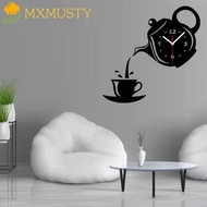 MXMUSTY Acrylic Mirror Wall Clock, Teapot Design DIY Teapot Wall Clock Sticker, Decorative Painting 3D Silent Easy to Read 3D Decorative Clock Living Room