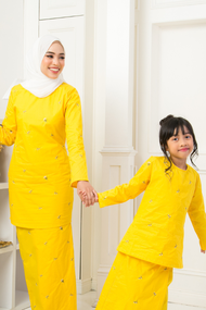 Kurung Cotton Sulam Cindai Yellow