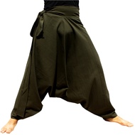 RaanPahMuang Hmong Pants Aladdin Comfortable Sheer Fabric Cotton Side Tie