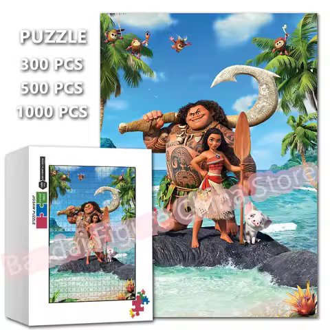 Disney Princess Moana Puzzle 300/500/1000 Pieces Ocean Adventure Anime Jigsaw Puzzles Kids Stress Re