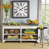 Exported to France Athena White Open Two-Layer Oak Carved Dining Side Cabinet Entrance Cabinet TV Ca