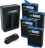 Wasabi Power Battery (4-Pack) and Dual Charger Compatible with GoPro HERO10 Black &amp; GoPro HERO9 Black