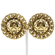 二手香奈兒 Coco Mark Matelasse 耳環，復古鍍金，法國製造，約 23 克，女士