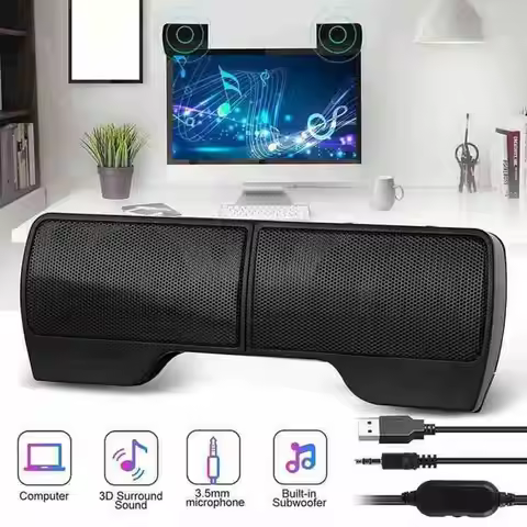 PC Computer Speakers External Clip On Computer Speakers USB Powered Wired Multimedia Mini Soundbar F