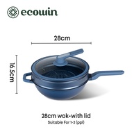 Ecowin กระทะทอดไร้น้ำมัน หม้อความดันไมโครเคลือบเพชร ขนาด 28/32 ซม. ใช้ได้กับเตาแม่เหล็กไฟฟ้า เตาแก๊ส