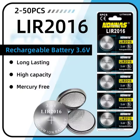 5-60pcs LIR2016 rechargeable battery 3.6V lithium-ion replaces CR2016 for car remote control key ant