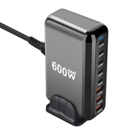 600W GaN Charger Station USB Type C Fast Charging with 8 Ports Desktop Wall Charger for Phone Tablet