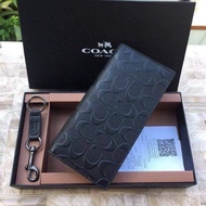 Coach men leather Wallet long Wallet 3D logo black Wallet gift set