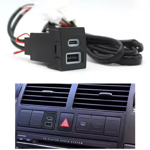 Car Phone Charger Socket Double QC3.0 Type C PD USB Charging Power Adapter For VW Volkswagen Polo 9n