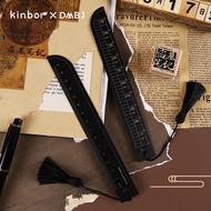 Kinbor DMBJ Black Gold Ruler High Appearance Multifunctional Ruler Straight Edge Metal Ruler 15cm