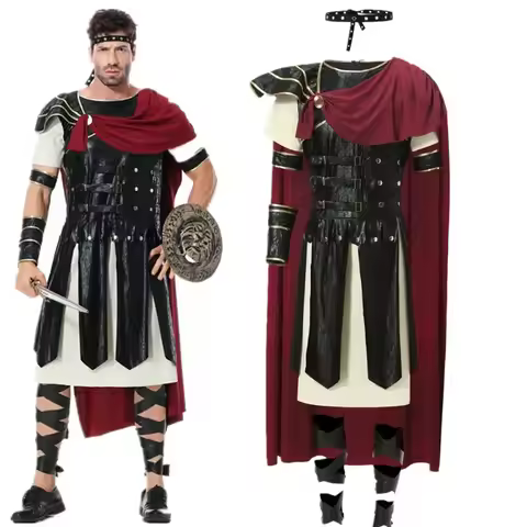 Medieval Roman Royal Knight Warrior Cosplay Halloween Costume For Men Adult Carnival European Gladia