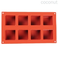 Silicone Mold 3D Square Mousse Cake Baking Mould Dessert Bakeware for Jelly Ice Cream, 8-Cavity  coconut
