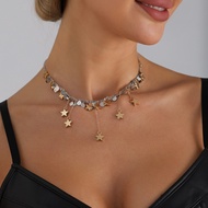FAST SHIP Geometric Multi Layer Star Heart Circle Disc Necklace Women Light Luxury Fashion Baddie St