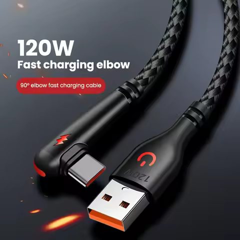 0.25m 1m 2m 120W 90-Degree Elbow Super Fast Charging USB To Type-C Cable for S23 S22 for Xiaomi 14 1