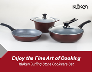 Kloken Curling Stone Cookware Set (Made in Vietnam Best Quality Safe to Use)