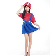 超級孖寶兄弟 女裝Cosplay(帽+衫+裙) 超級瑪利歐兄弟 遊戲 派對 套裝 服裝 Super Mario Bros. Party Female Dress Costume (Hat+T shirt+Dress)