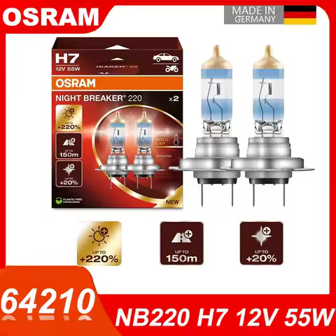 OSRAM Original Night Breaker 220 64210 H7 12V 55W PX26d Halogen Headlight +220% Power 3550K Brightne