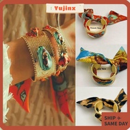 YUJINX Cuff Bracelet, Vintage Jewelry Accessories Colorful Silk Scarf Bracelet,  Open Bohemian Hollo