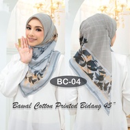 Bawal Cotton Printed Bidang 45 | Bawal Tudung Premium Cotton | Printed Bawal Viral Women Style