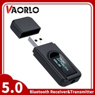 VAORLO With OLED Display Bluetooth 5.0 Audio Receiver Transmitter USB 3.5MM AUX Stereo Wireless Adapter Dongle For TV PC Car Kit