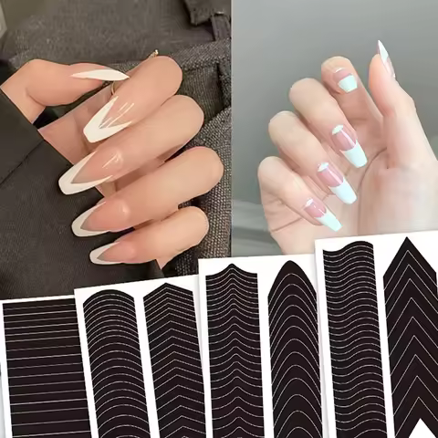 γ1Sheet French Manicure Strip Nail Art Form Fringe Tip Guides Sticker DIY Line Tips Decoration Toolγ