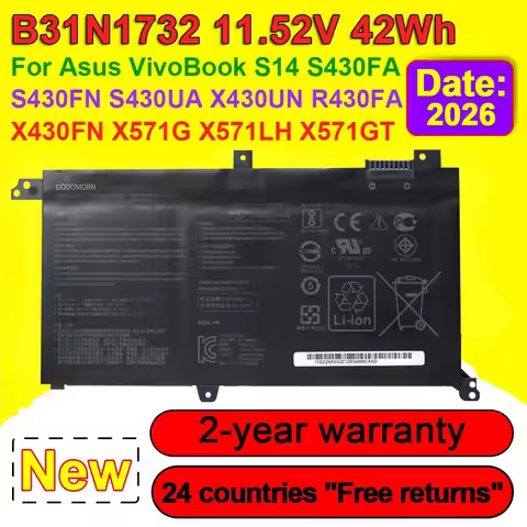 11.52V 42Wh B31N1732 Battery For ASUS VivoBook X430FN X430UA X430UF X430UN X430FA X571G X571LH X571G