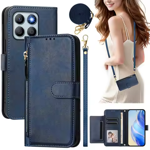Honor X7D 5G 4G 2025 Flip Case For Huawei Honor X9D Crossbody Zipper Leather Wallet Cover Honor X9D 