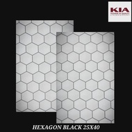 Keramik Dinding Model Minimalis 25x40 Hexagon Black