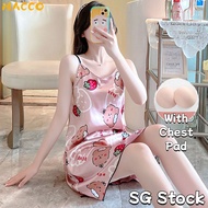 【SG】With Chest Pad Silk Pajamas For Women