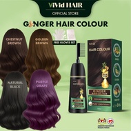 【GINGER HAIR COLOUR】400ml Perwarna Rambut Halia untuk Tutup Uban - Chestnut Brown, Dark Brown, Golde