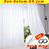 Kain langsir putih belakang langsir raya tingkap nipis putih sliding door sheer Curtain plain sheerc