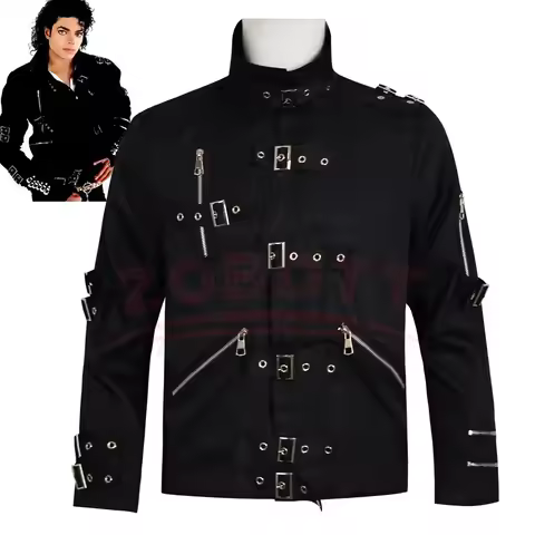 Role-player Michael Jackson BAD Punk Jacket Black Outwear Impersonator MJ Michael Jackson Black BAD 