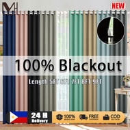 100% Blackout Curtain Double panel Curtains Ring Curtain for Bedroom Living Room Office 5/6/7/8/9FT
