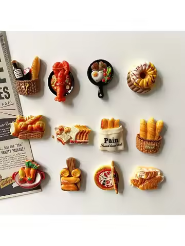Magnets Resin Food 6Pcs/12pcs Miniature Resin Food Refrigerator Magnets Home Decor Magnets Food Magn