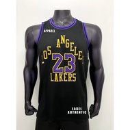 LA Lakers Black LeBron James 23 Heatpress Edition Swingman Basketball Jersey